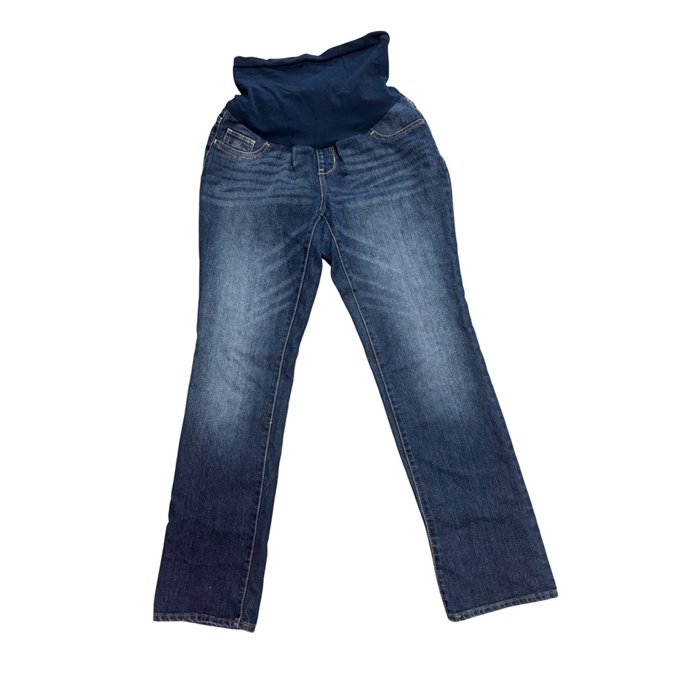 Indigo Blue Secret Fit Belly Maternity Jeans Dark Wash Straight Leg Size M